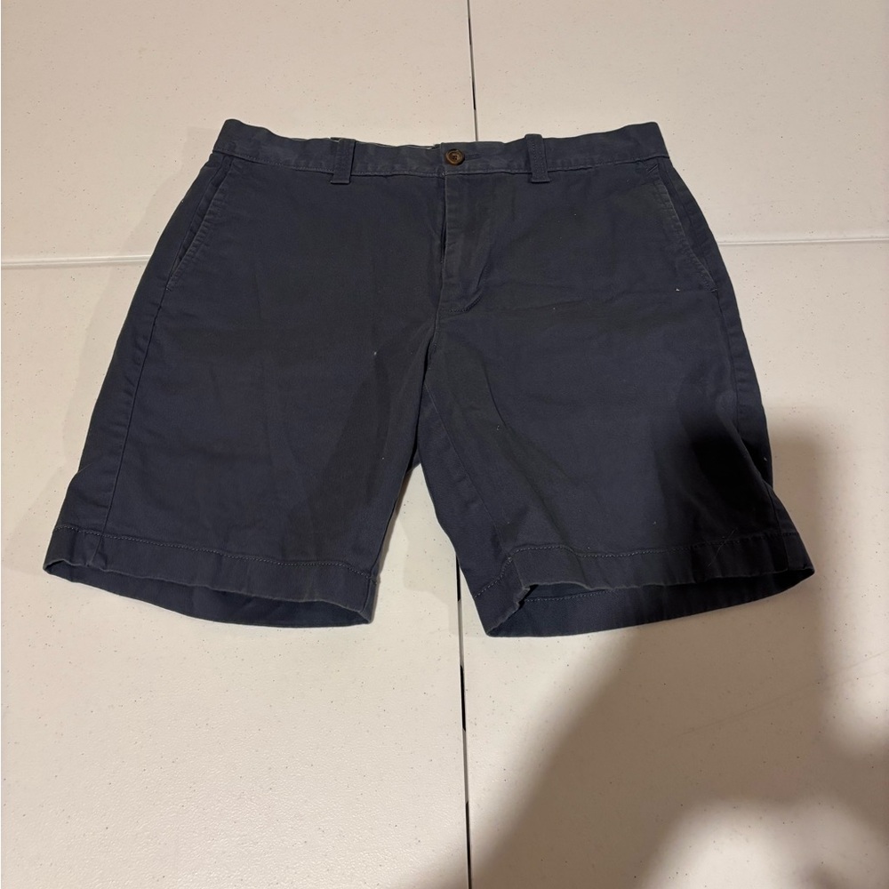 J Crew Flat Front Navy Blue Chino Casual Preppy Shorts Men’s Size 32 Inseam 9”